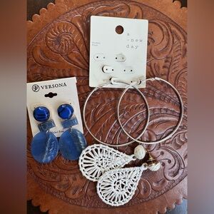 Versona Blue and Gold Statement Earrings